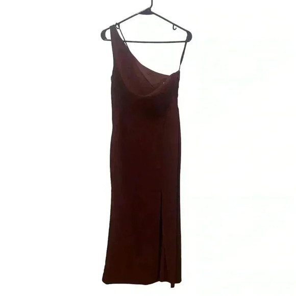 New AFTER SIX One Shoulder Draped Cowl Neck Maxi Dress Size 6 - Picture 2 of 5